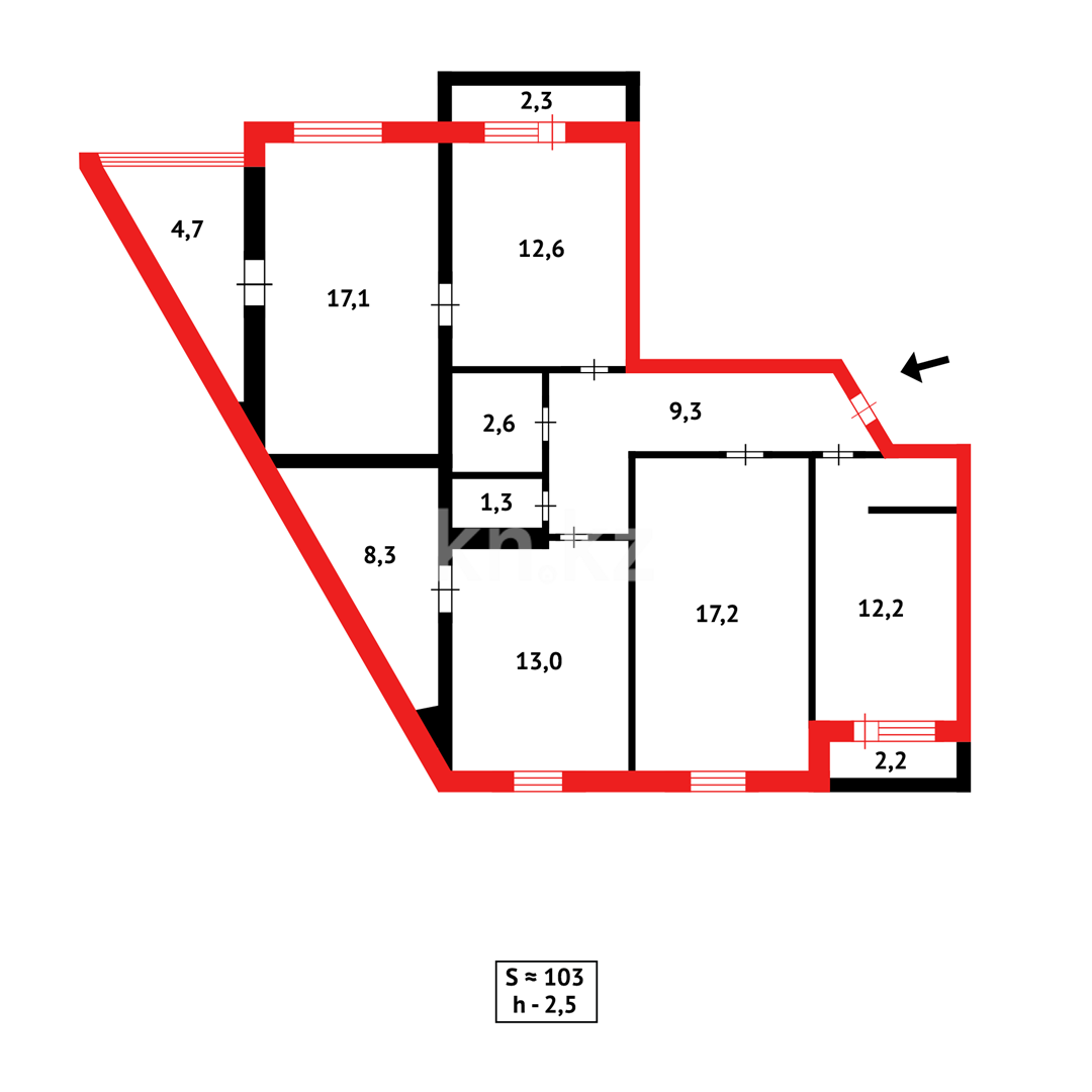 Продажа 4-комнатной квартиры, 103 м², мкр-н 8 в Темиртау - фото 22