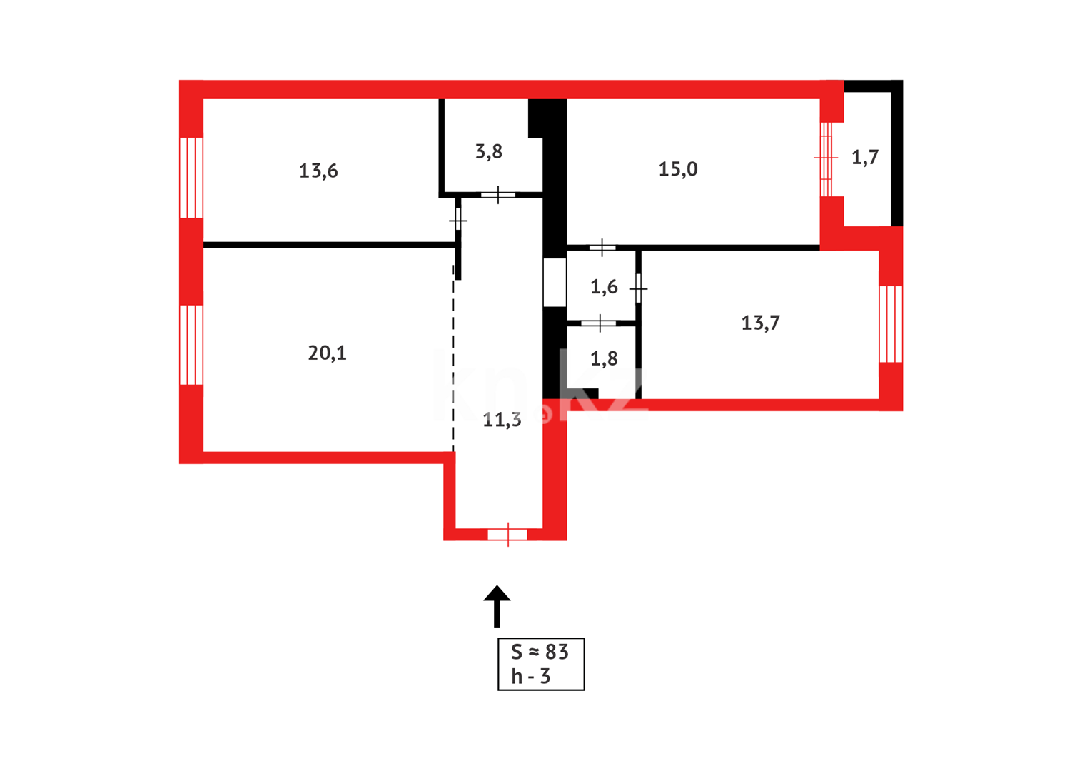 Продажа 3-комнатной квартиры, 83 м² - Продажа трехкомнатных квартир в Караганде - страница 33 фото 18 из 18