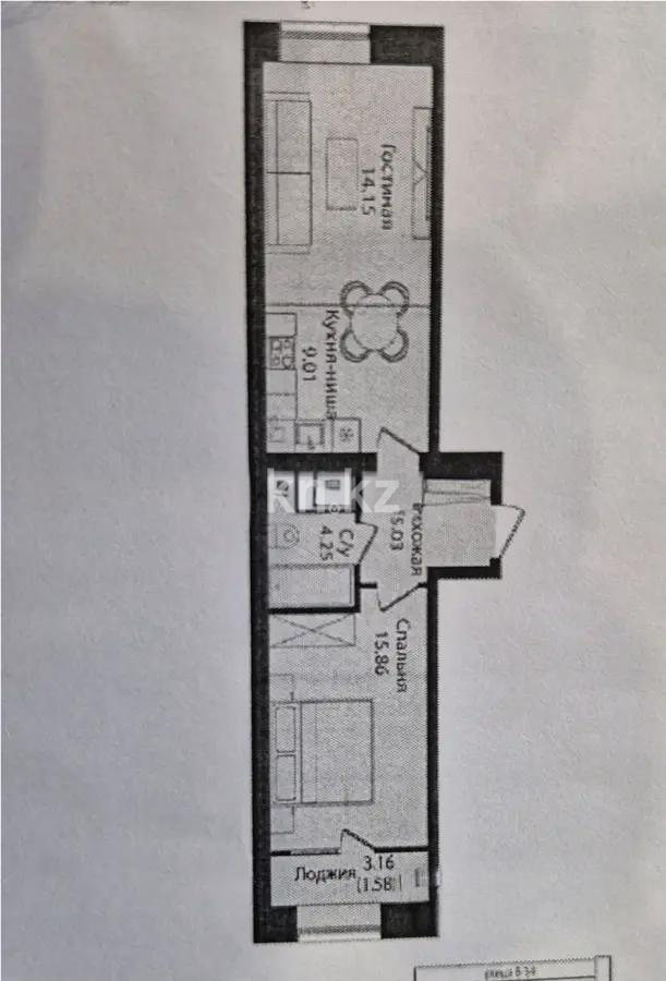 Продажа 2-комнатной квартиры, 50 м², ул. Е-15, дом  16 - Продажа  двухкомнатных квартир в Астане с фото фото 1 из 1