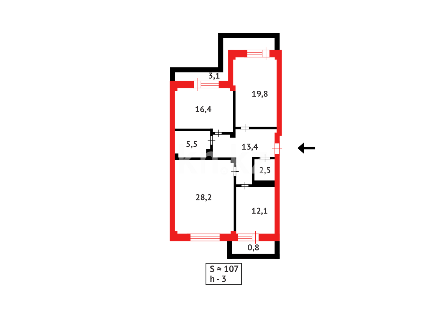 Продажа 3-комнатной квартиры, 107 м² - Продажа квартир в р-не Нура Астаны - страница 57 фото 20 из 20