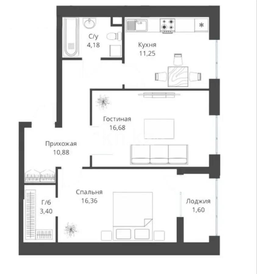 Продажа 2-комнатной квартиры, 64.3 м² в Астане - фото 3