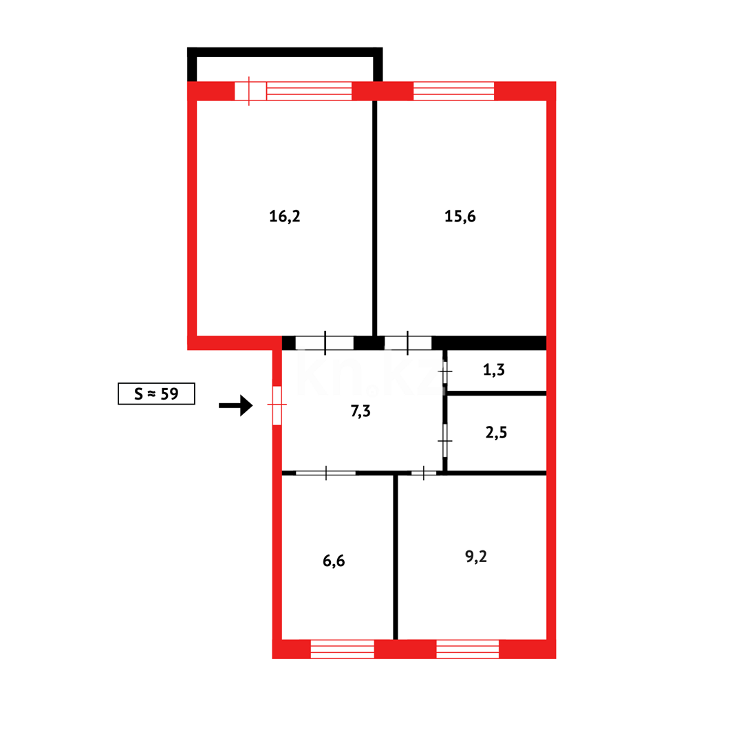 Продажа 3-комнатной квартиры, 59 м², ул. Потанина (Защитная), дом  70 - Продажа квартир в Караганде фото 25 из 25