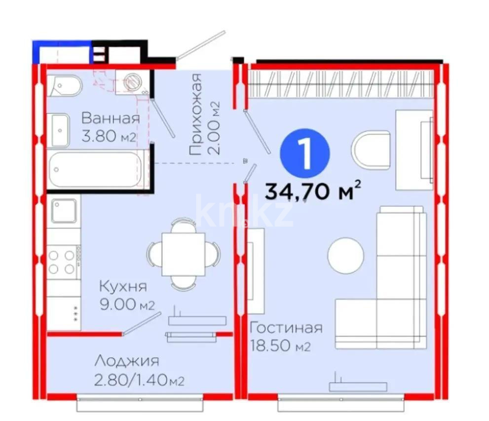 Продажа 1-комнатной квартиры, 34 м², ул. С-902, дом  8 - Продажа квартир в новостройках Астаны без посредников с фото фото 1 из 1