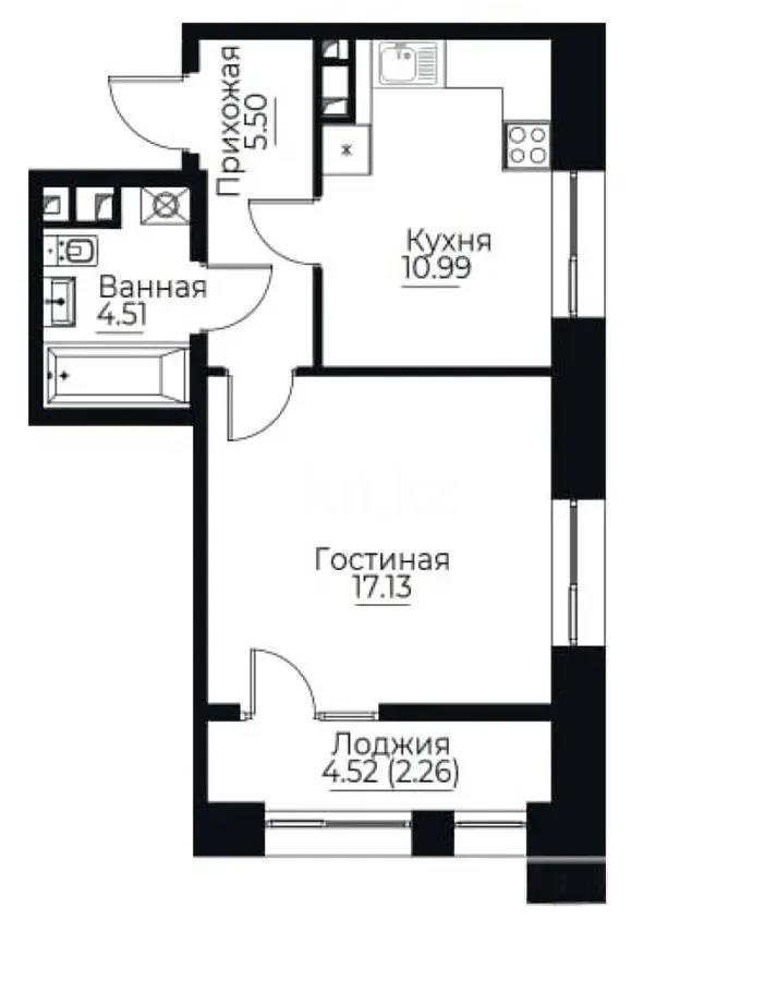 Продажа 1-комнатной квартиры, 41 м², ул. Навои, дом  30а/1 - Продажа  однокомнатных квартир в новостройках Алматы фото 1 из 1