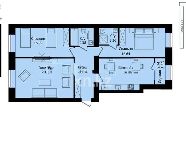 Продажа 3-комнатной квартиры, 94.82 м², ул. Е-15, дом  16 - Продажа квартир в Астане фото 1 из 1