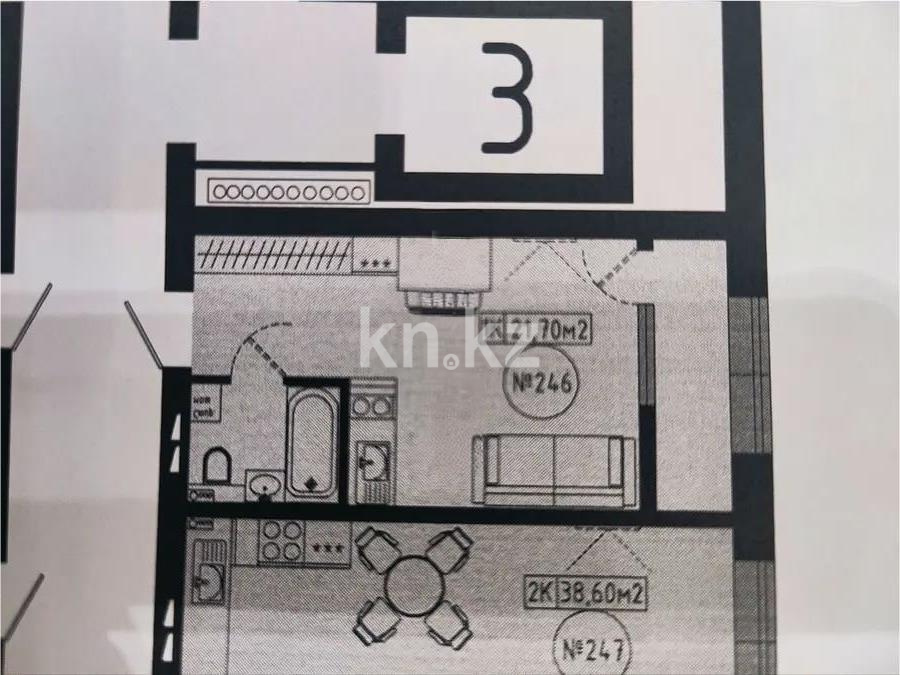 Продажа 1-комнатной квартиры, 21.7 м², ул. Кургальжинское шоссе, дом  37 в Астане