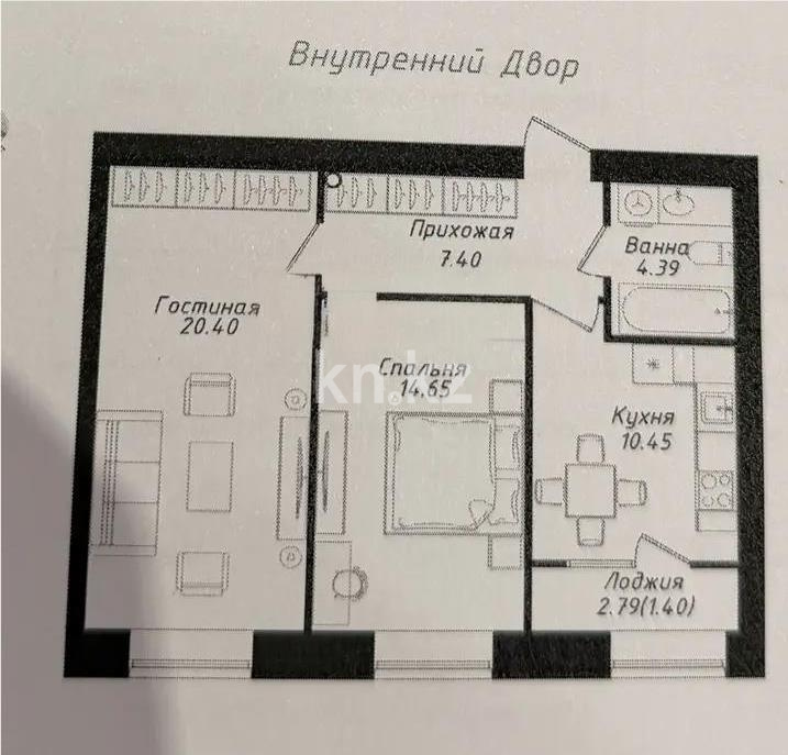 Продажа 2-комнатной квартиры, 59 м² в Астане