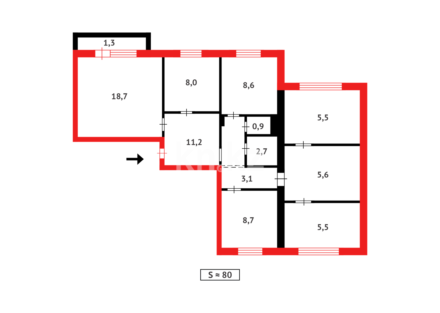 Продажа 6-комнатной квартиры, 79 м², ул. 9-й мкр., дом  42 - Продажа квартир в Темиртау фото 18 из 18