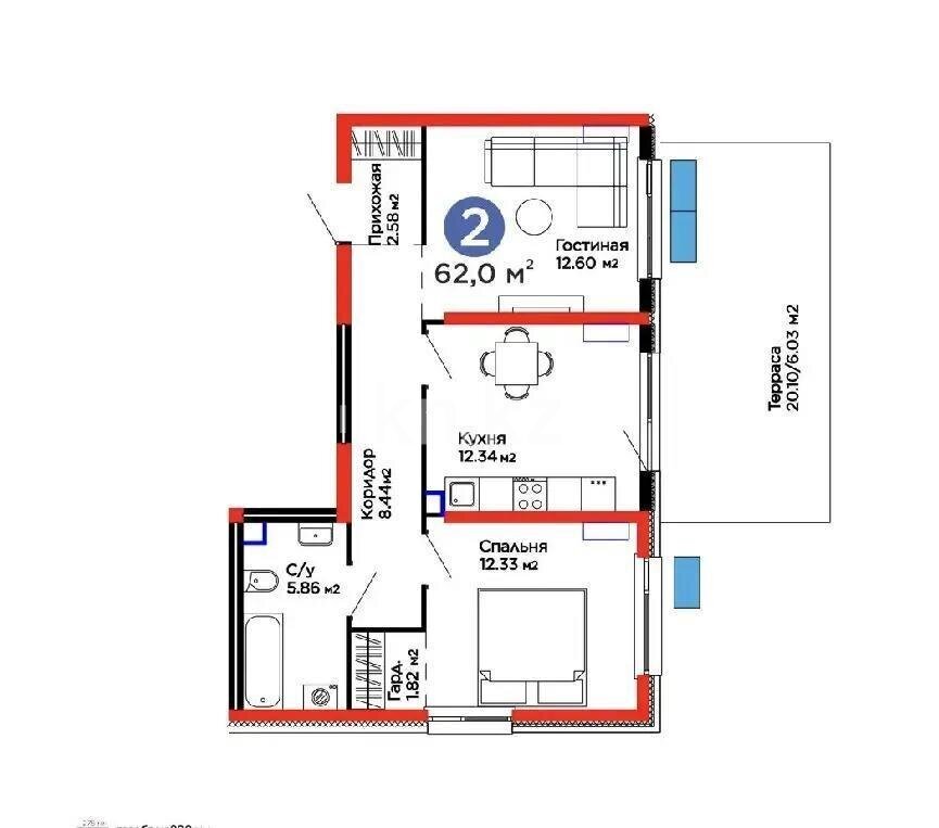 Продажа 2-комнатной квартиры, 61 м² в Алматы - фото 4