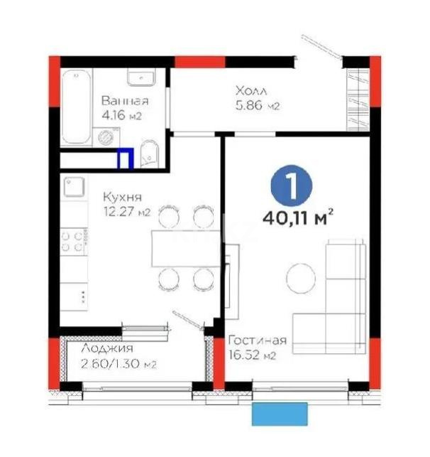 Продажа 1-комнатной квартиры, 40 м² в Астане