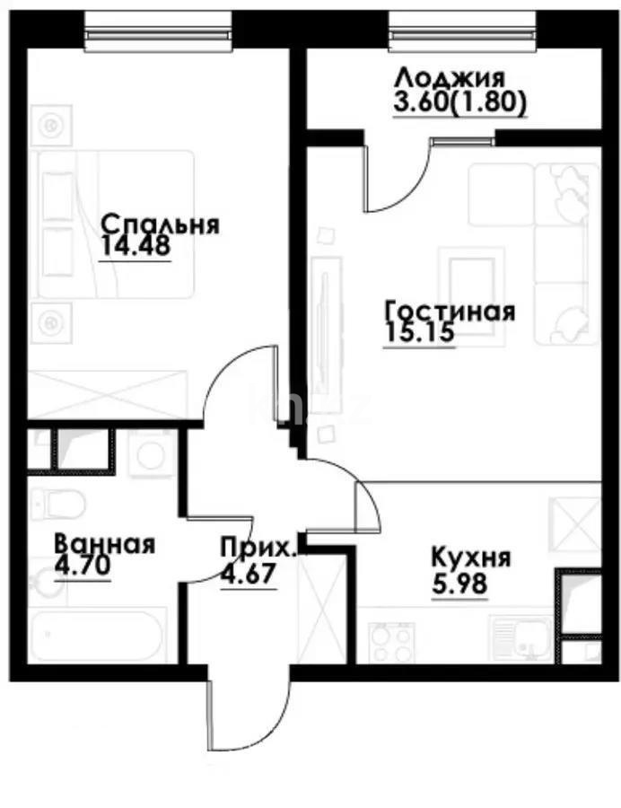 Продажа 2-комнатной квартиры, 47 м² в Алматы