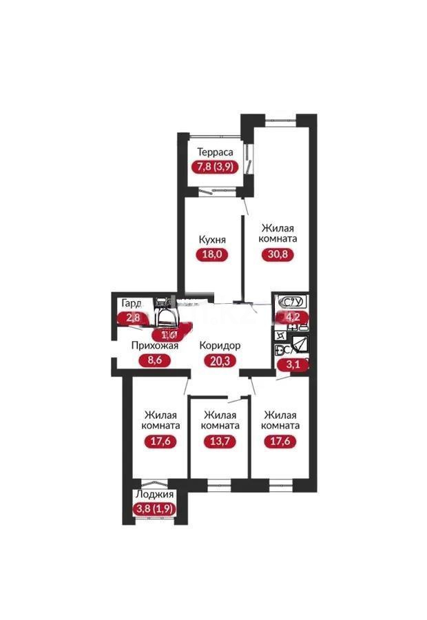 Продажа 4-комнатной квартиры, 148 м², ул. Аманжолова, дом  96/1 - Продажа  четырехкомнатных квартир в Караганде без посредников фото 1 из 1