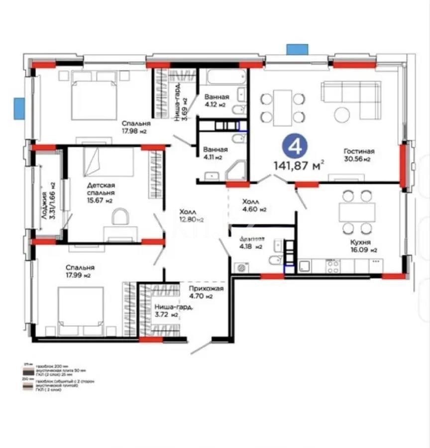 Продажа 4-комнатной квартиры, 142 м², ул. Е-899, дом  3 - Продажа  четырехкомнатных квартир в новостройках Астаны фото 6 из 6