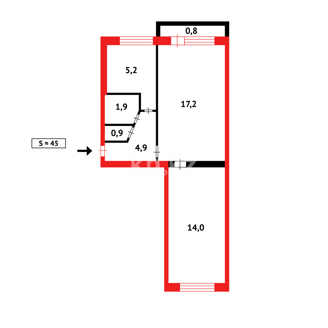 Продажа 2-комнатной квартиры, 44 м², мкр-н 6-й в Темиртау - фото 12