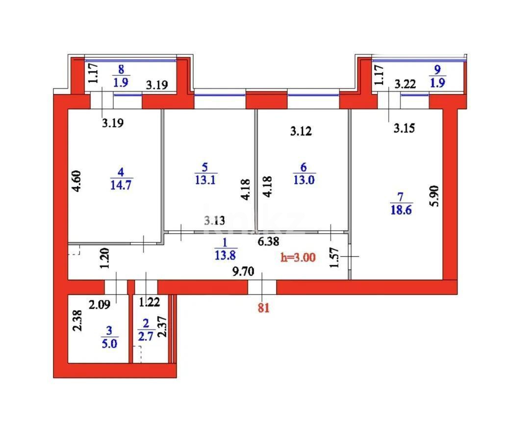 Продажа 3-комнатной квартиры, 85 м², ул. Е-181, дом  1 - Продажа  трехкомнатных квартир в новостройках Астаны без посредников фото 1 из 1