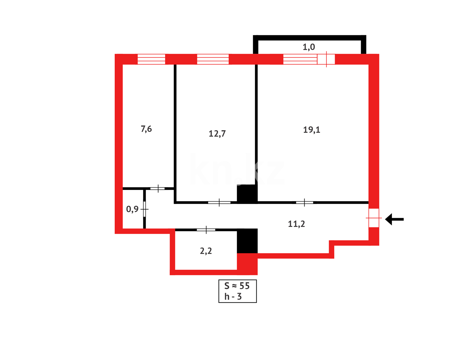 Продажа 2-комнатной квартиры, 55 м² - Продажа квартир в Караганде - страница 31 фото 11 из 11