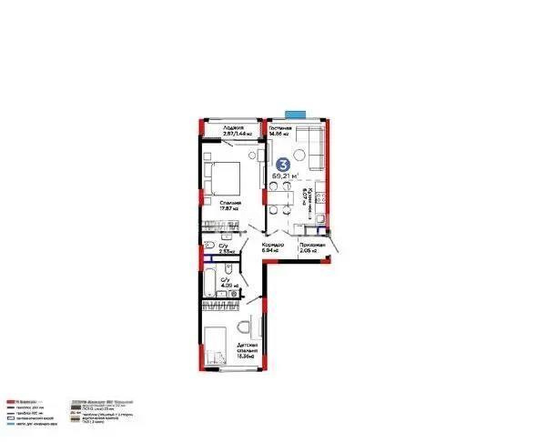 Продажа 3-комнатной квартиры, 70 м² в Астане