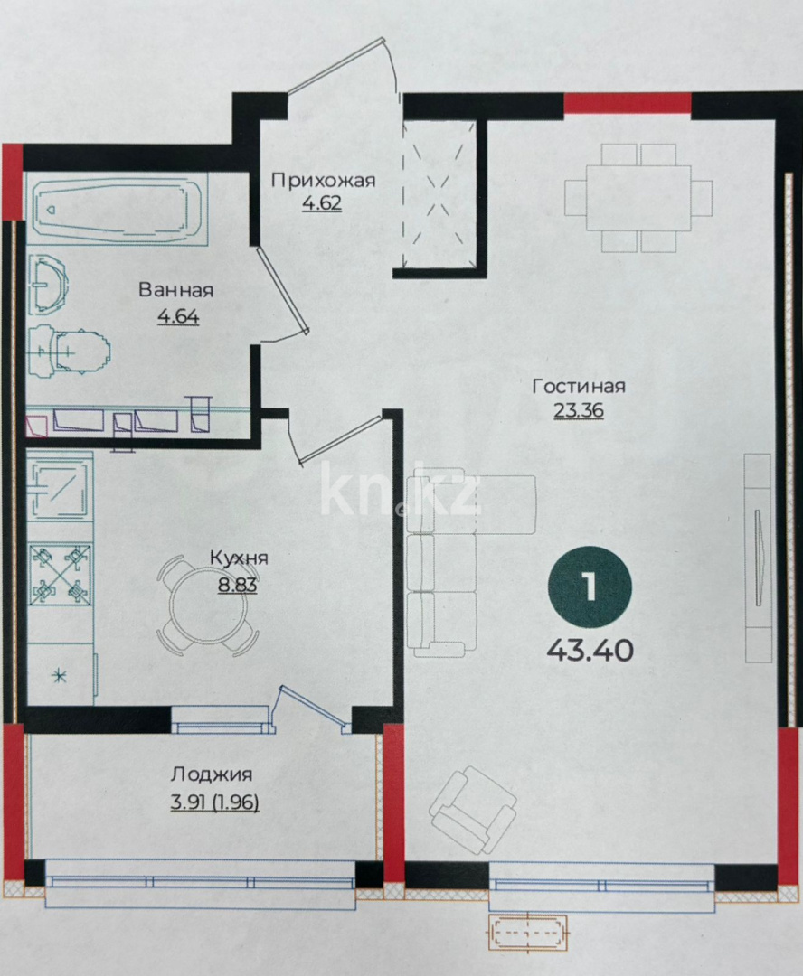 Продажа 2-комнатной квартиры, 43.4 м², ул. Е-882, дом  13 - Новый ЖК Abay Joly Avenue на набережке - Продажа квартир в Астане фото 1 из 2
