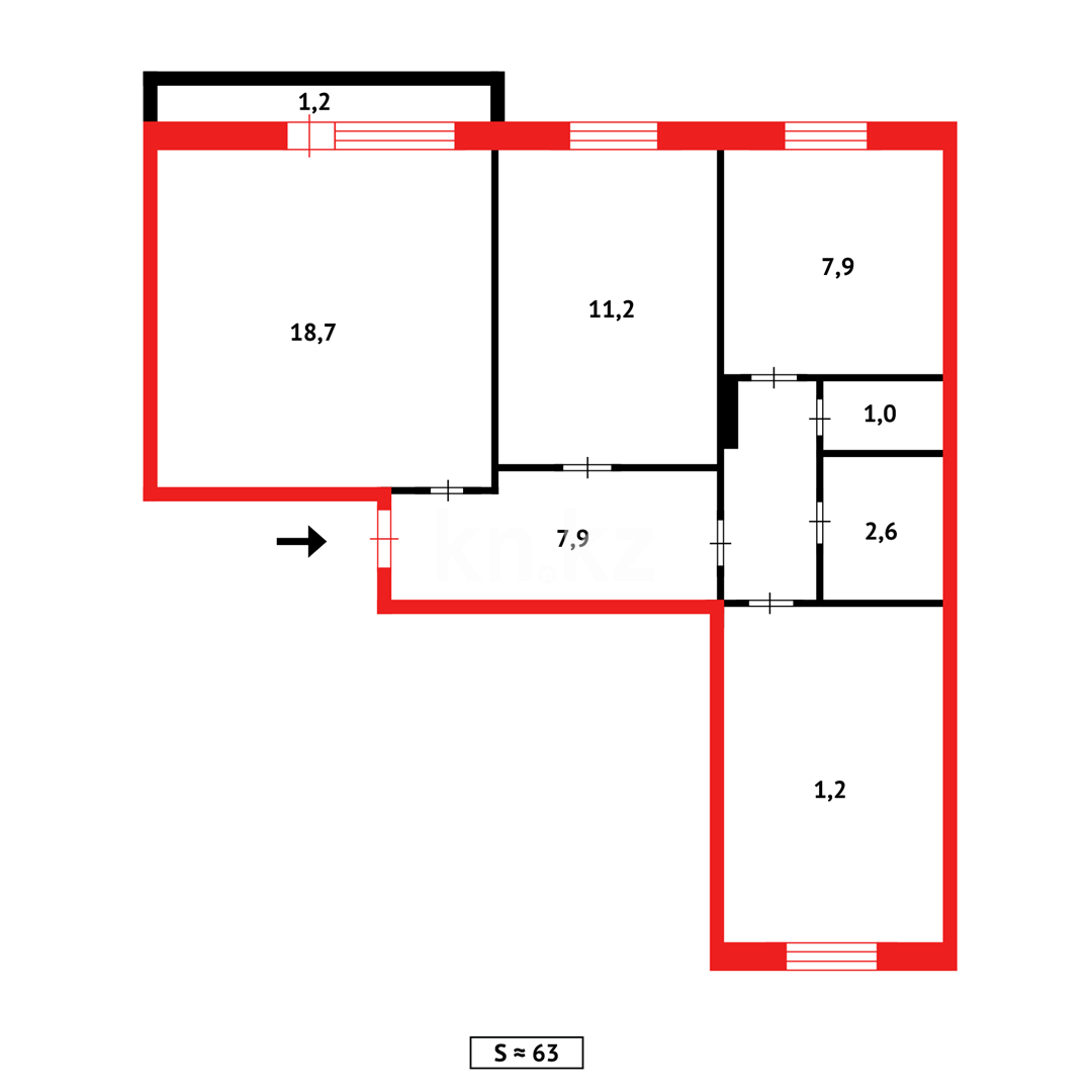Продажа 3-комнатной квартиры, 63 м² - Продажа недвижимости в Караганде - страница 2 фото 22 из 22