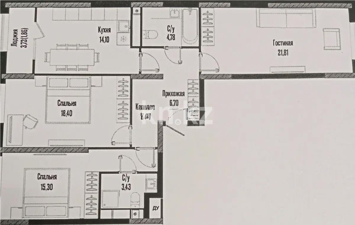 Продажа 3-комнатной квартиры, 90.43 м², ул. Бухар жырау, дом  12/2 - Продажа  трехкомнатных квартир в Астане без посредников с фото фото 1 из 1