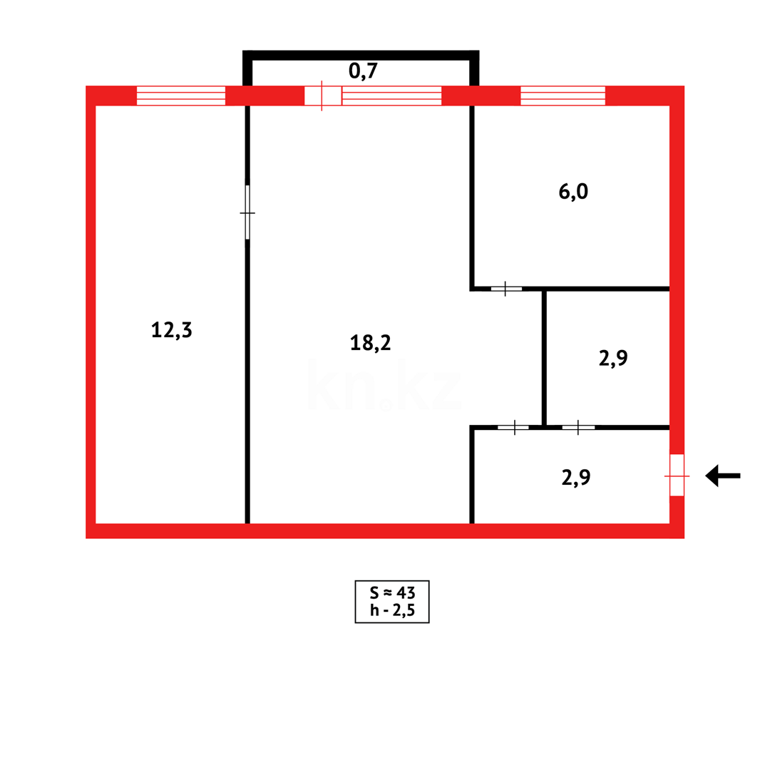 Продажа 2-комнатной квартиры, 43 м² в Караганде - фото 7