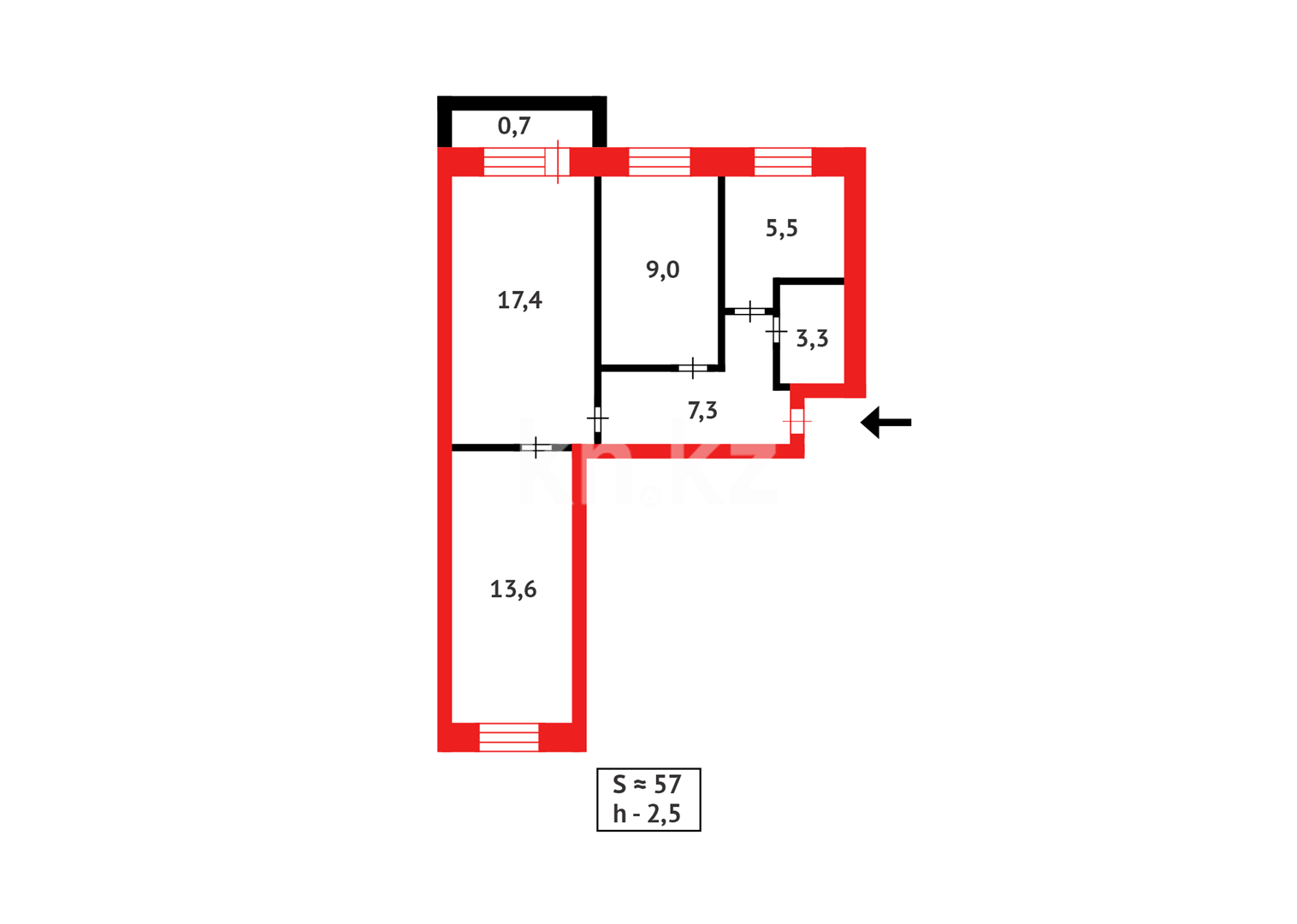 Продажа 3-комнатной квартиры, 56 м², пр. Н. Абдирова - Продажа и аренда жилой и коммерческой недвижимости в Казахстане фото 11 из 11