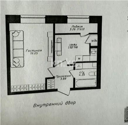 Продажа 1-комнатной квартиры, 38.43 м² в Астане