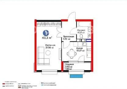 Продажа 1-комнатной квартиры, 43.3 м², ул. Момышулы, дом  10/7 - Продажа квартир в новостройках Алматы без посредников фото 1 из 1