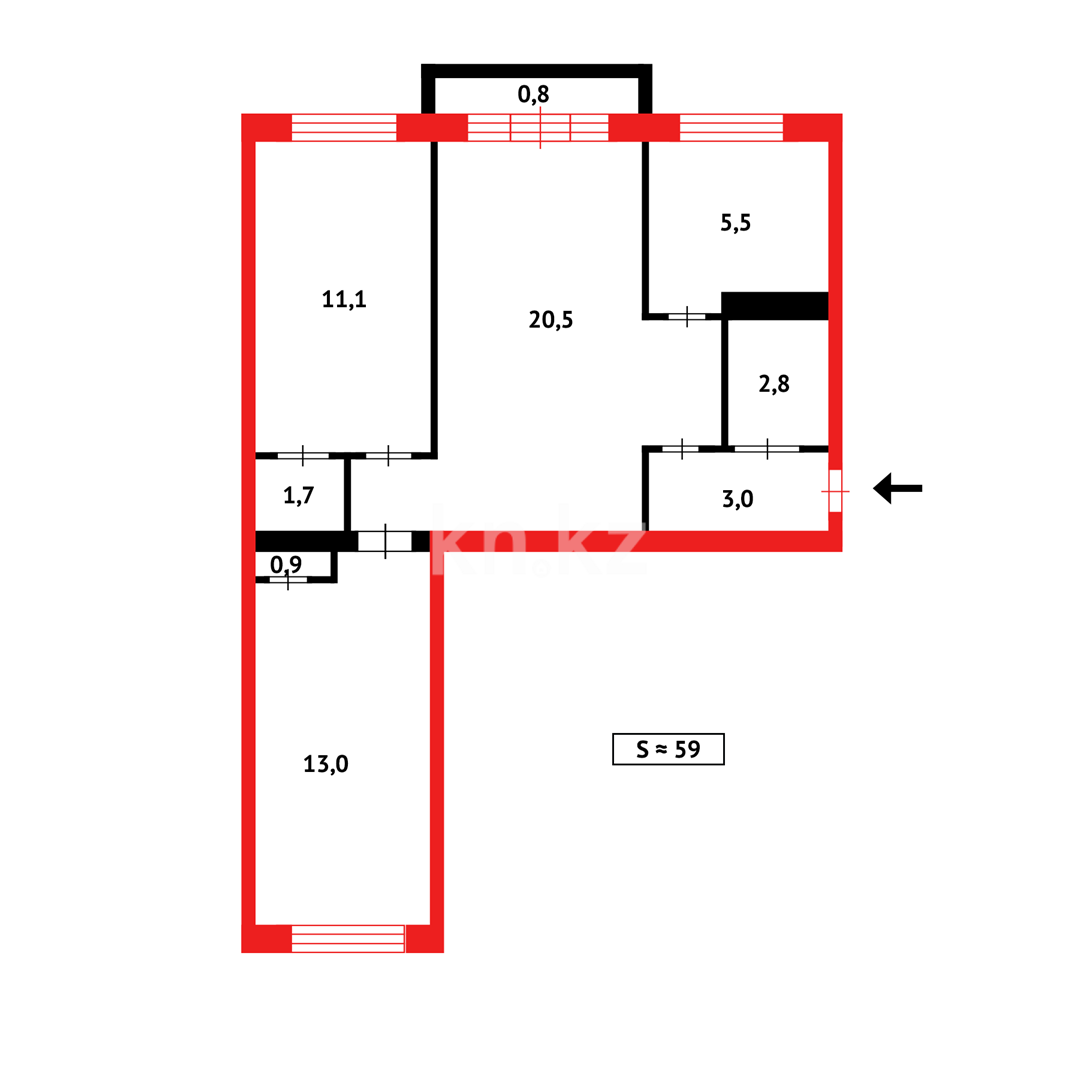 Продажа 3-комнатной квартиры, 59 м² - Продажа квартир в Городе Караганды - страница 26 фото 11 из 11