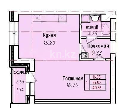 Продажа 1-комнатной квартиры, 41 м², ул. Кургальжинское шоссе, дом  108 стр в Астане