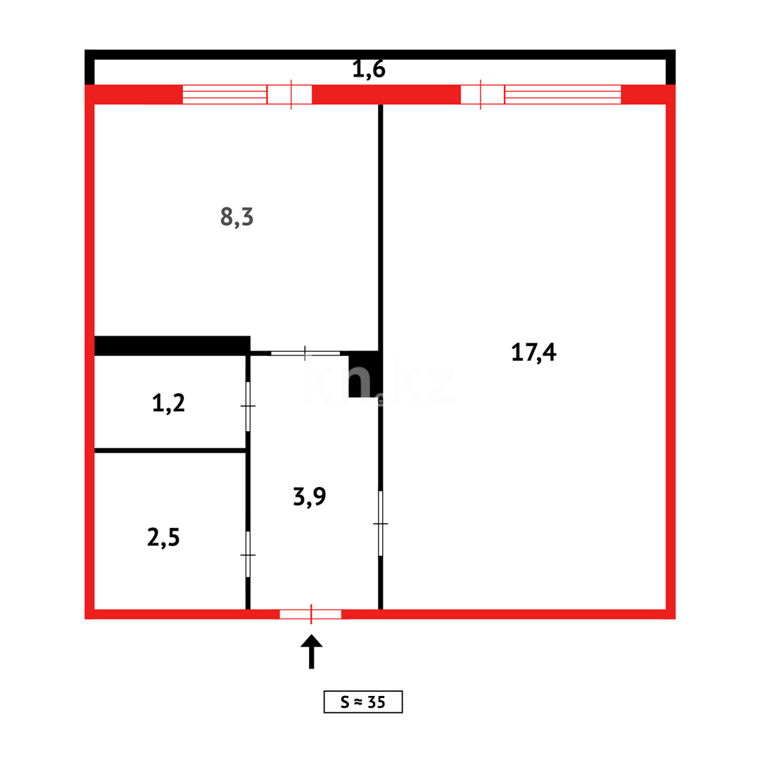 Продажа 1-комнатной квартиры, 35 м², пр. Мира - Продажа квартир в Темиртау фото 9 из 9