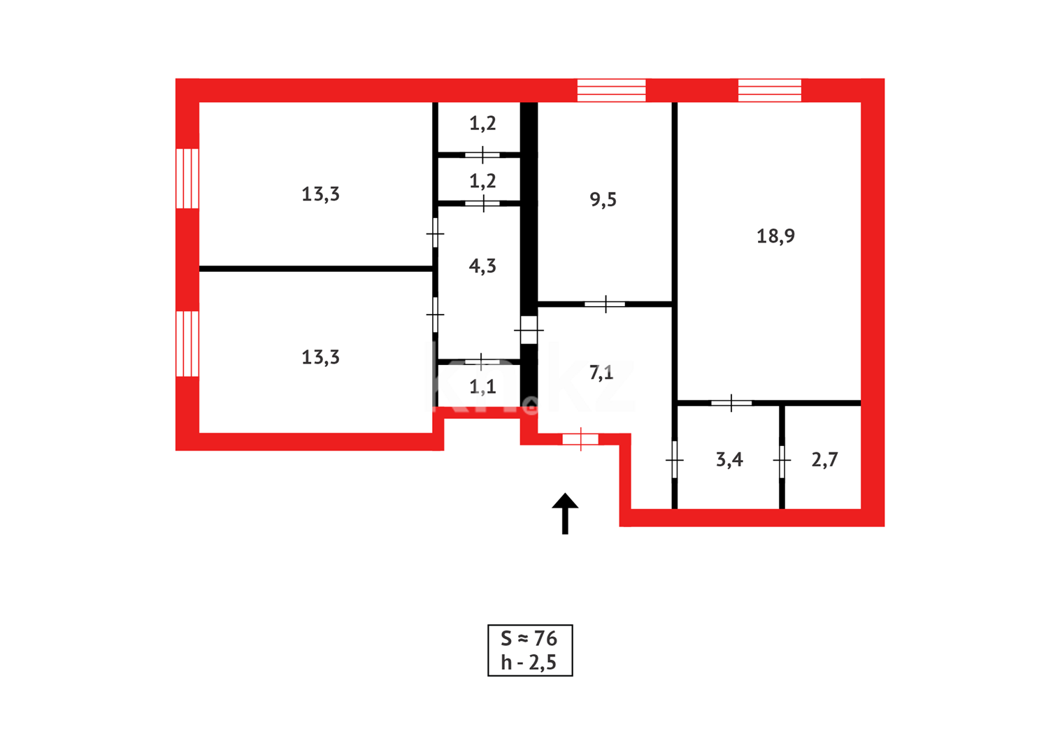 Продажа 3-комнатной квартиры, 76 м² - Продажа трехкомнатных квартир в кирпичном доме в Казахстане фото 8 из 8