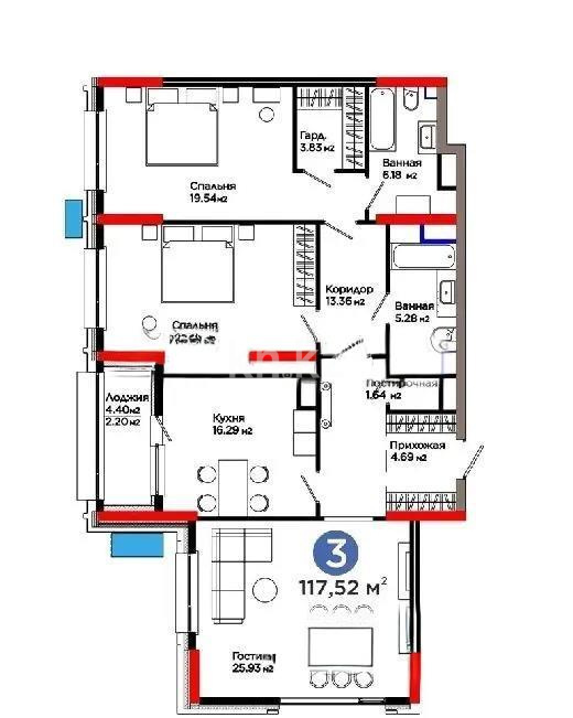 Продажа 3-комнатной квартиры, 117.6 м², ул. Рыскулова, дом  3 в Астане - фото 2