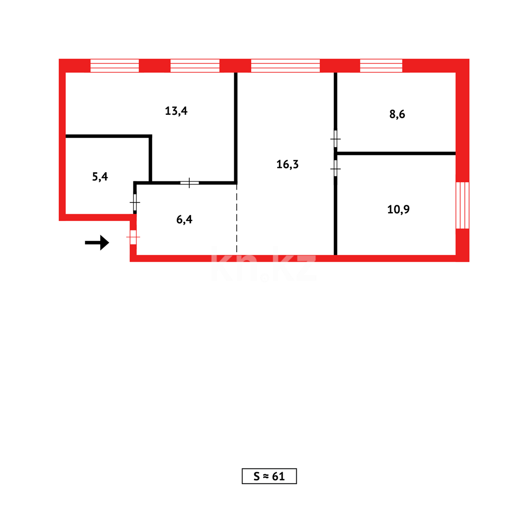 Продажа 3-комнатной квартиры, 62 м², пр. Абая - Продажа квартир в Астане фото 12 из 12