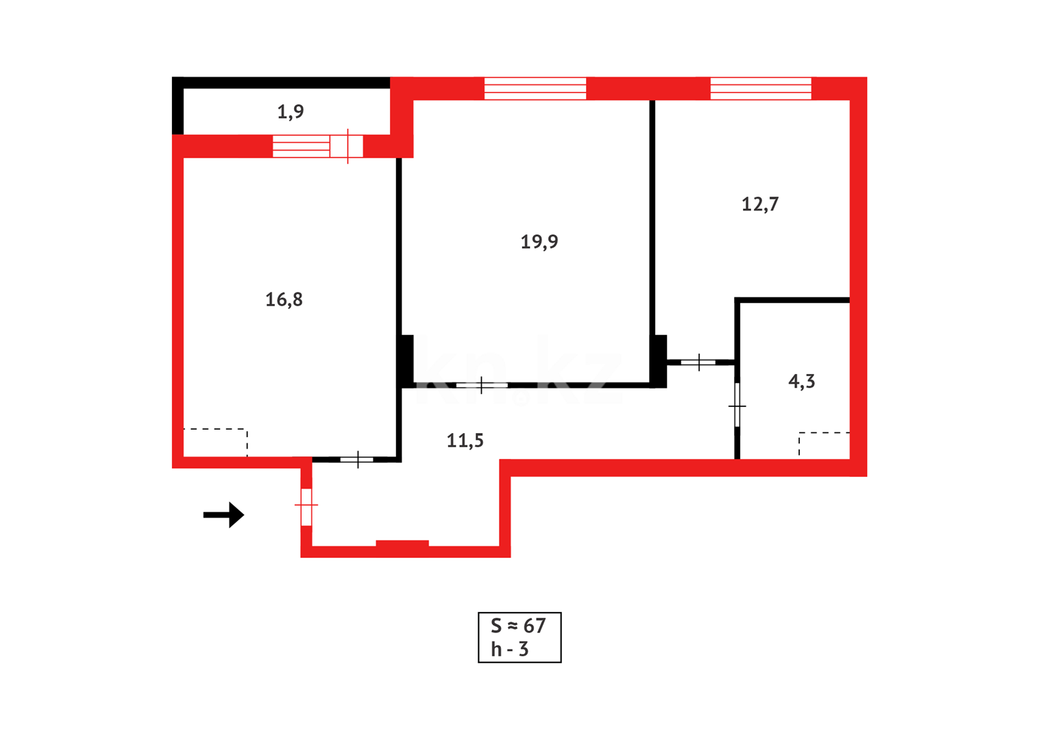 Продажа 2-комнатной квартиры, 67.1 м² в Астане - фото 13