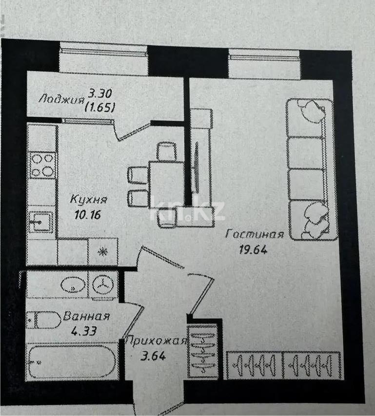Продажа 1-комнатной квартиры, 39.42 м² в Астане