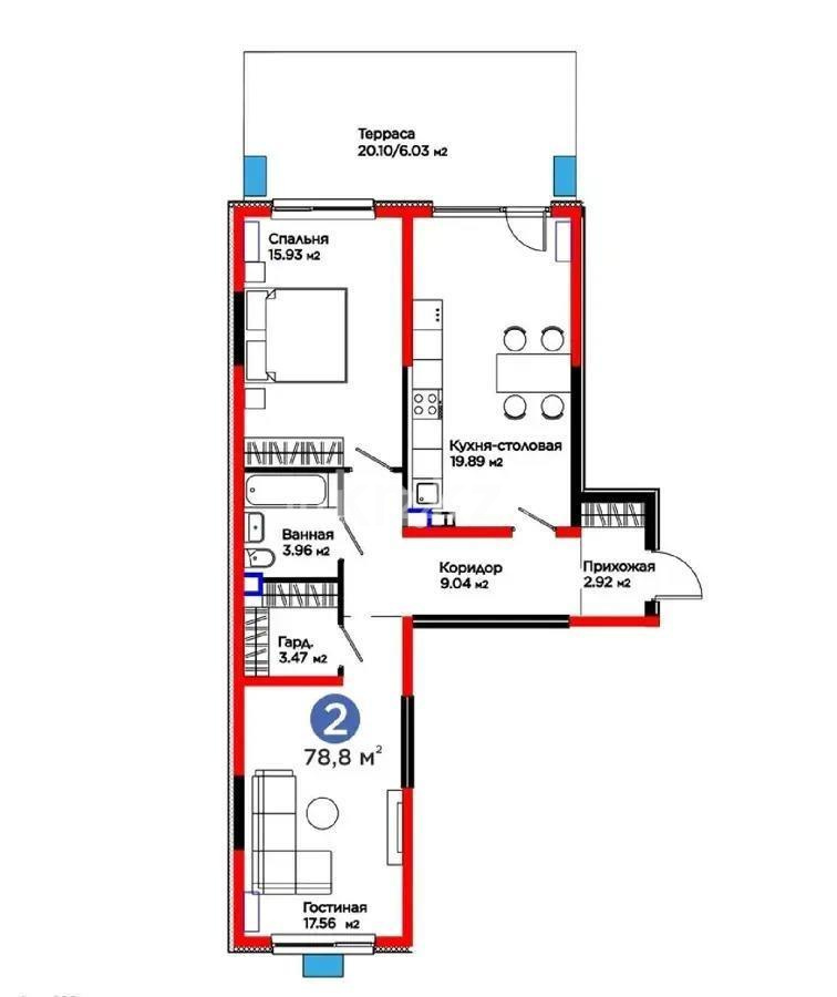Продажа 3-комнатной квартиры, 78.8 м² в Алматы - фото 3