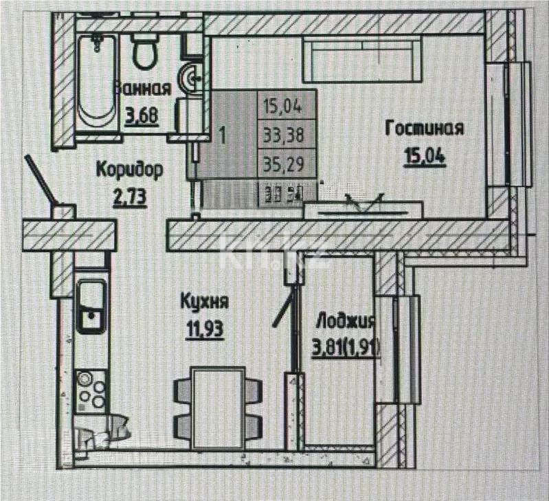 Продажа 1-комнатной квартиры, 35.29 м², ул. Айтматова, дом  21 стр - Продажа квартир в Астане без посредников фото 1 из 1
