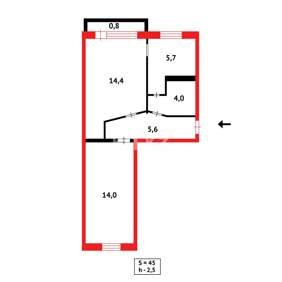 Продажа 2-комнатной квартиры, 48 м², мкр-н 7 в Темиртау - фото 10