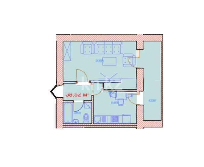 Продажа 1-комнатной квартиры, 38.52 м², ул. А-52, дом  8 - Продажа  однокомнатных квартир в новостройках Астаны без посредников фото 1 из 1
