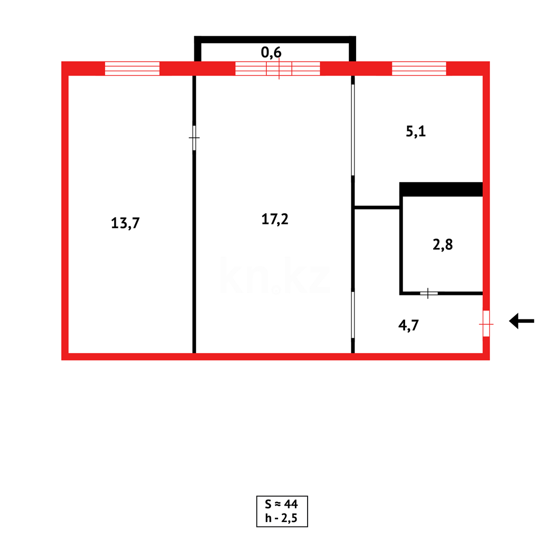 Продажа 2-комнатной квартиры, 45 м² - Продажа квартир в Городе Караганды - страница 25 фото 5 из 5