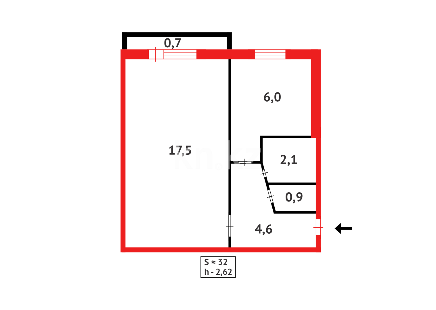 Продажа 1-комнатной квартиры, 30 м², мкр-н 19 - Продажа квартир в Караганде фото 7 из 7