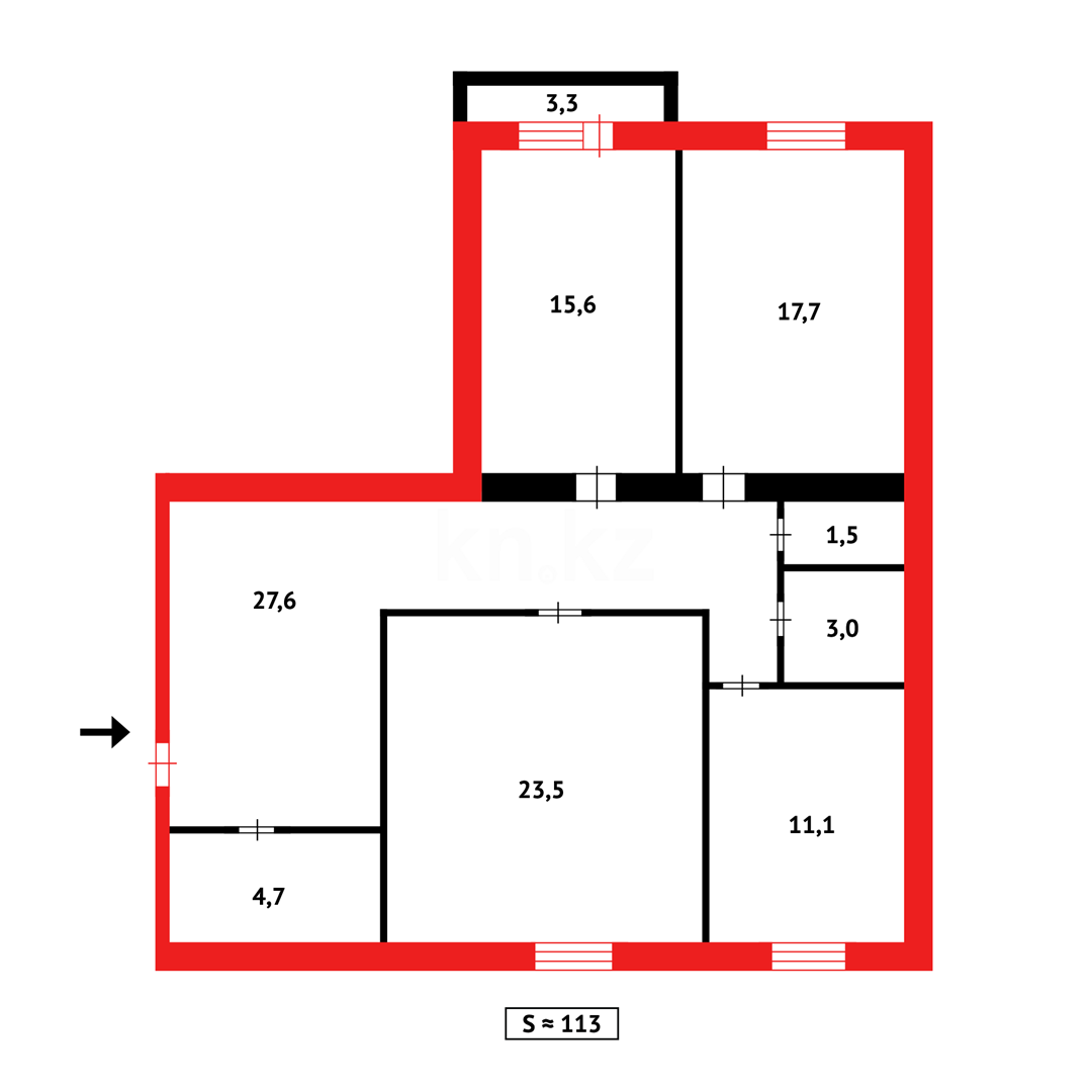 Продажа 3-комнатной квартиры, 112 м², ул. Жанибекова в Караганде - фото 14