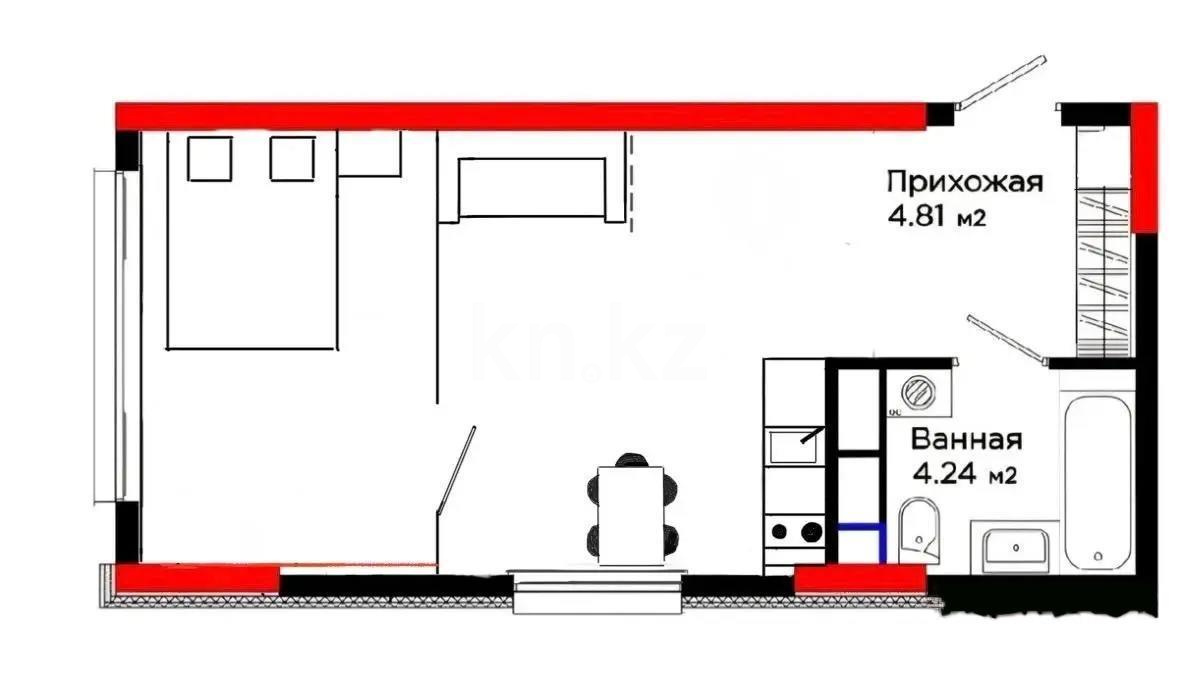 Продажа 1-комнатной квартиры, 33 м², ул. Толе би, дом  28/1 - Продажа  однокомнатных квартир в новостройках Астаны фото 1 из 1