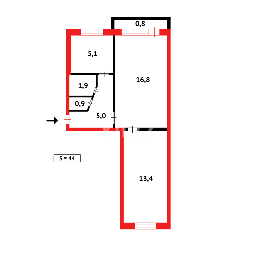Продажа 2-комнатной квартиры, 45 м², 6-й мкр., дом  51 в Темиртау - фото 9