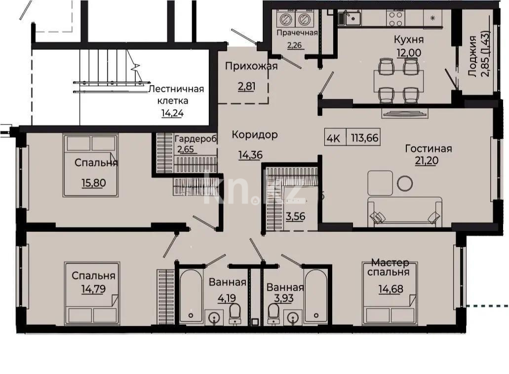 Продажа 4-комнатной квартиры, 114 м², пр. Улы Дала, дом  28 стр - Продажа  четырехкомнатных квартир в Астане фото 1 из 1