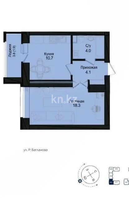 Продажа 1-комнатной квартиры, 39 м² в Астане