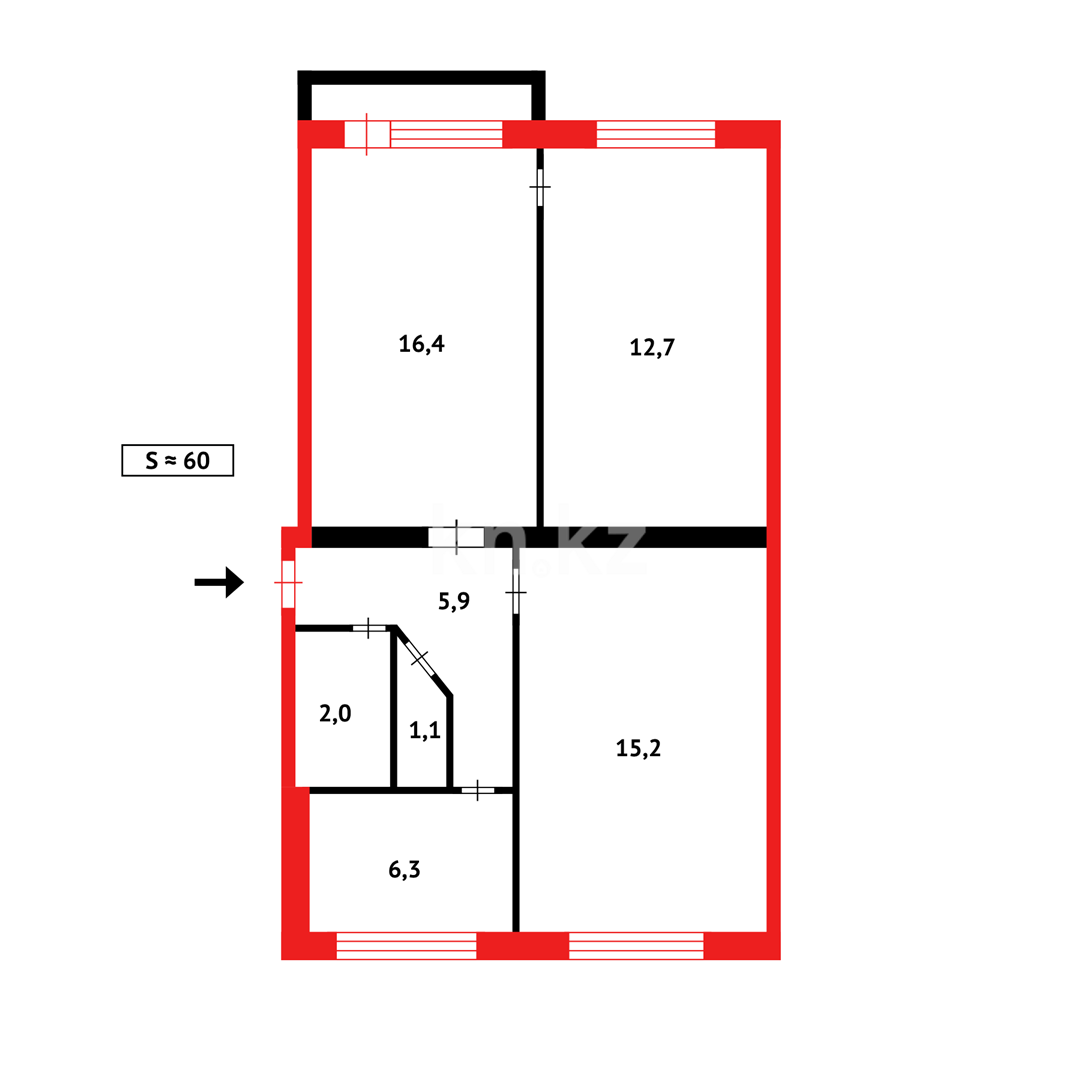 Продажа 3-комнатной квартиры, 59 м² - Продажа трехкомнатных квартир в Караганде - страница 42 фото 7 из 7