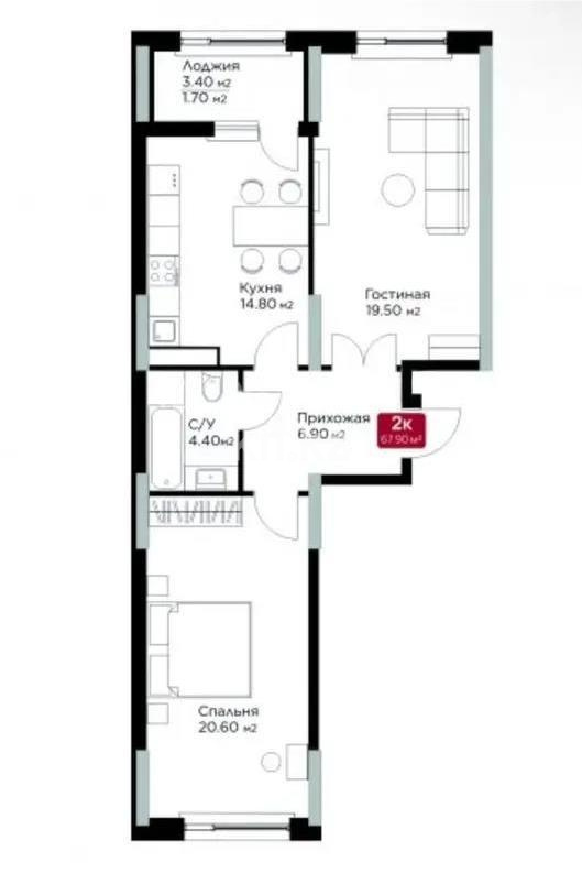 Продажа 2-комнатной квартиры, 67 м², ул. Е-36, дом  5 в Астане