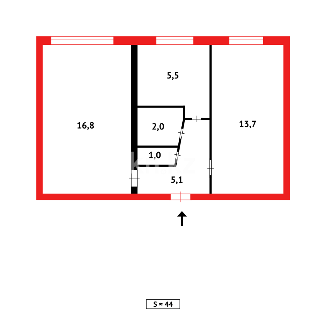 Продажа 2-комнатной квартиры, 44 м², ул. Жекибаева, дом  142 - Продажа квартир в Караганде фото 8 из 8